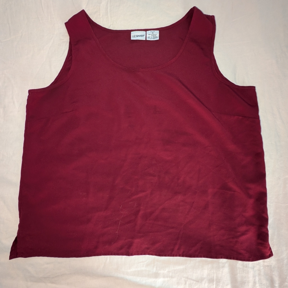 90's Vintage Liz Baker Burgundy Sleeveless Tank Top, Size 18